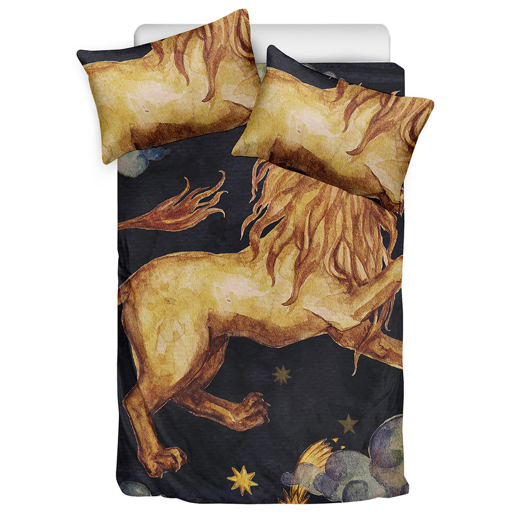 Watercolor Leo Zodiac Sign Print Duvet Cover Bedding Set