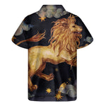 Watercolor Leo Zodiac Sign Print Men's Short Sleeve Shirt