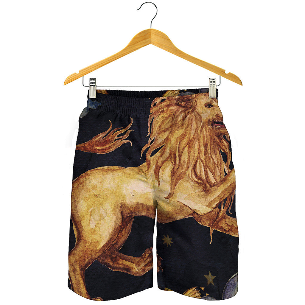 Watercolor Leo Zodiac Sign Print Men's Shorts