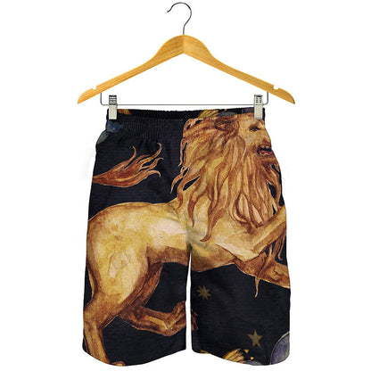 Watercolor Leo Zodiac Sign Print Men's Shorts
