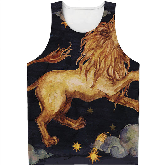 Watercolor Leo Zodiac Sign Print Men's Tank Top