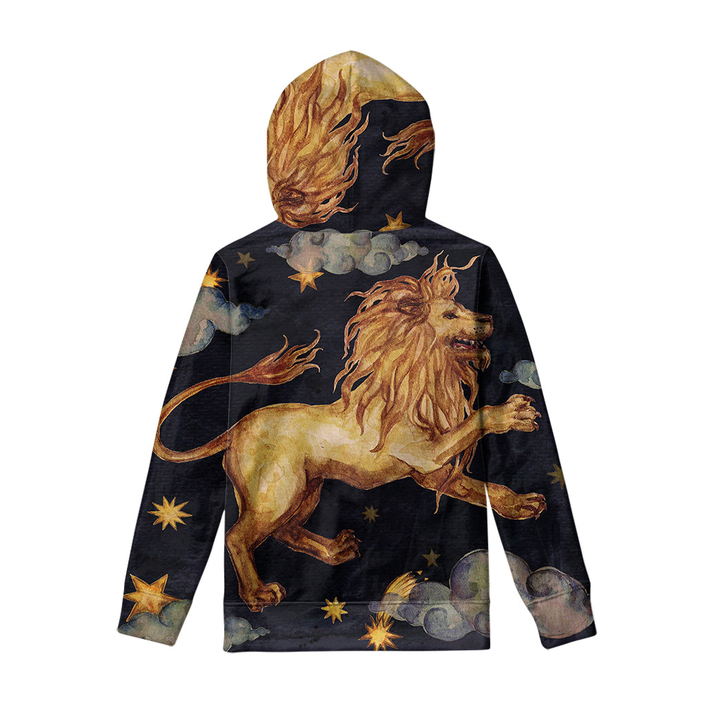Watercolor Leo Zodiac Sign Print Pullover Hoodie