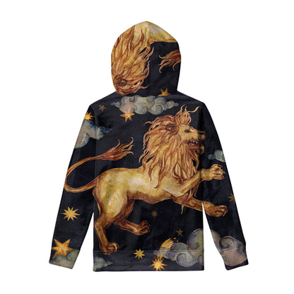 Watercolor Leo Zodiac Sign Print Pullover Hoodie