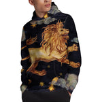 Watercolor Leo Zodiac Sign Print Pullover Hoodie