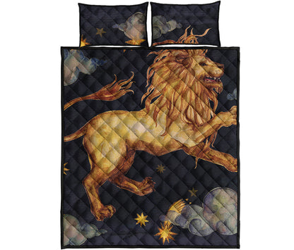 Watercolor Leo Zodiac Sign Print Quilt Bed Set