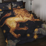 Watercolor Leo Zodiac Sign Print Quilt Bed Set