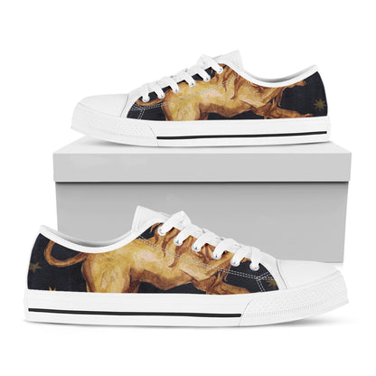 Watercolor Leo Zodiac Sign Print White Low Top Shoes