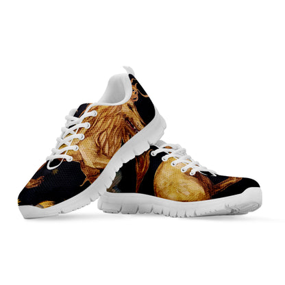 Watercolor Leo Zodiac Sign Print White Sneakers