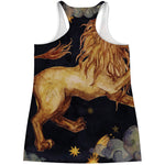 Watercolor Leo Zodiac Sign Print Women's Racerback Tank Top