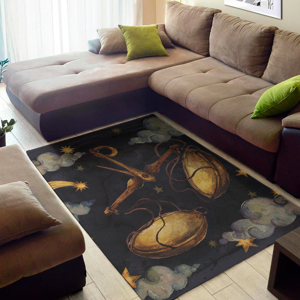 Watercolor Libra Zodiac Sign Print Area Rug