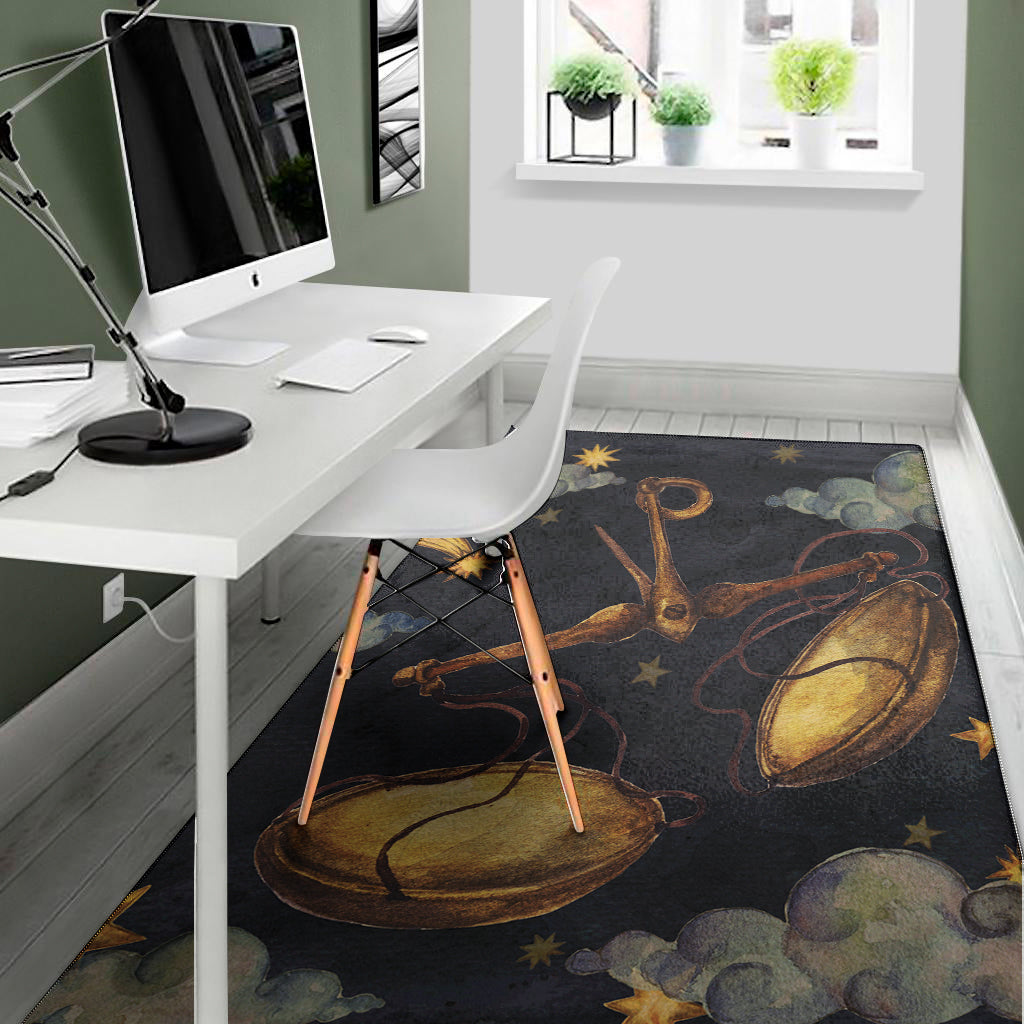 Watercolor Libra Zodiac Sign Print Area Rug