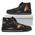 Watercolor Libra Zodiac Sign Print Black High Top Shoes