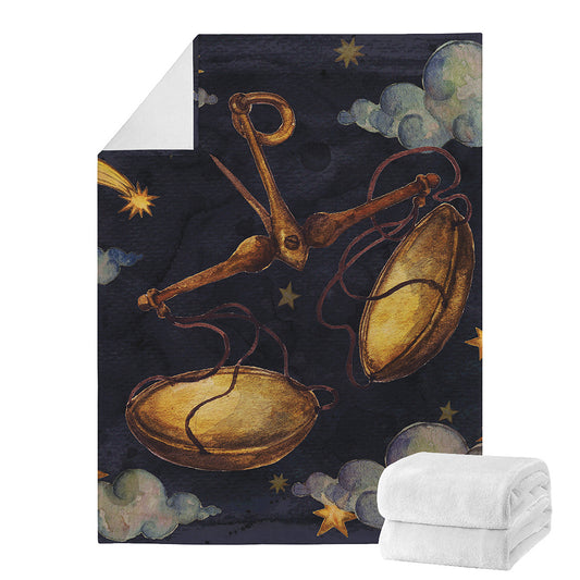 Watercolor Libra Zodiac Sign Print Blanket