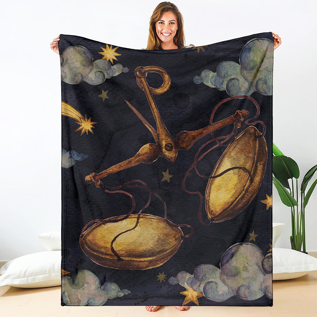 Watercolor Libra Zodiac Sign Print Blanket