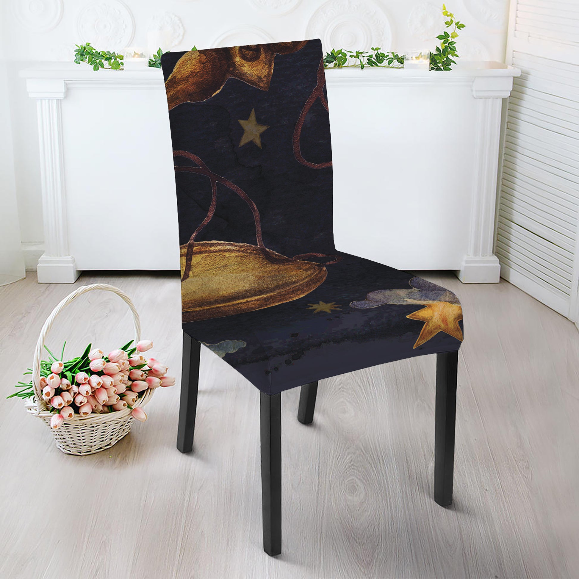 Watercolor Libra Zodiac Sign Print Dining Chair Slipcover