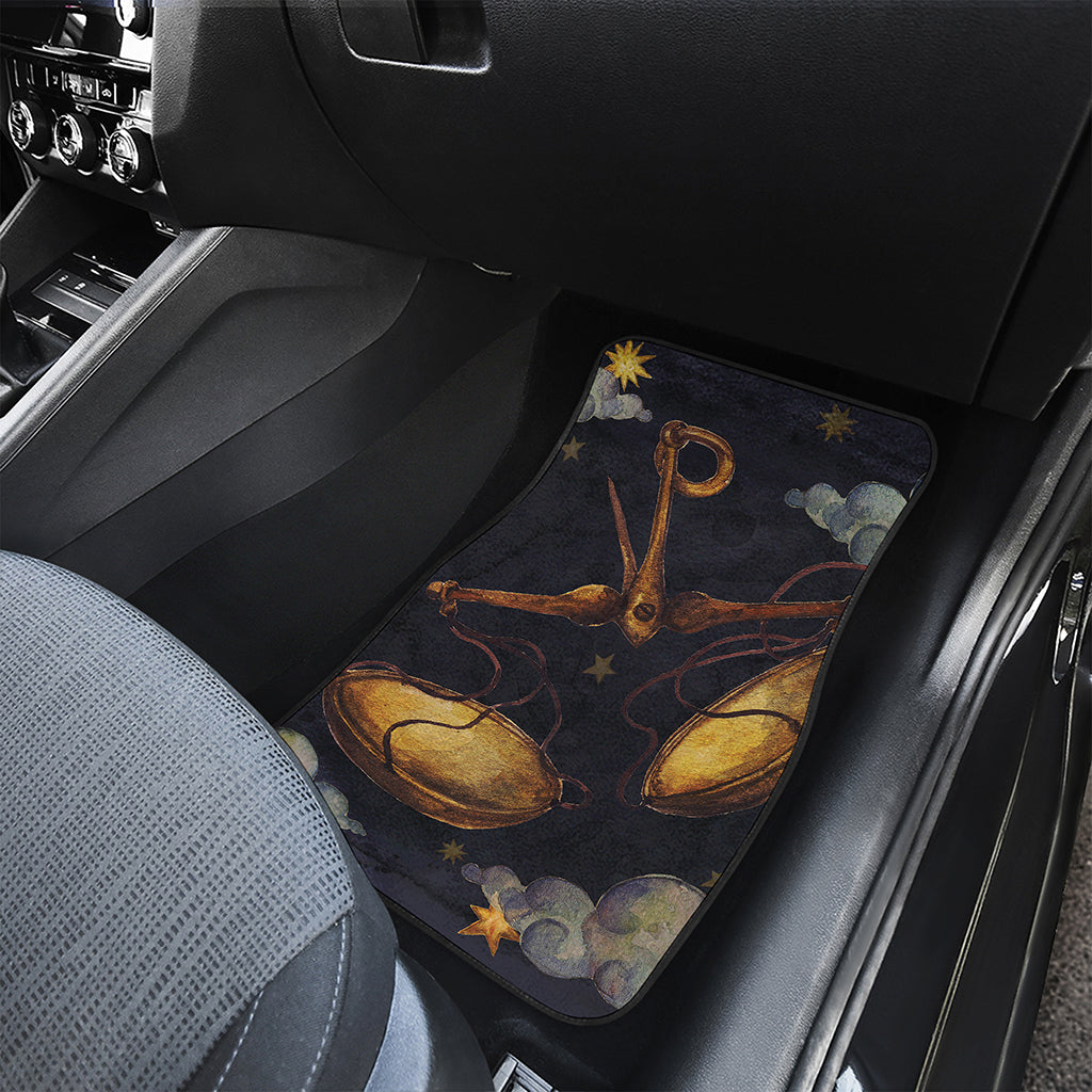 Watercolor Libra Zodiac Sign Print Front and Back Car Floor Mats