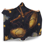 Watercolor Libra Zodiac Sign Print Hooded Blanket