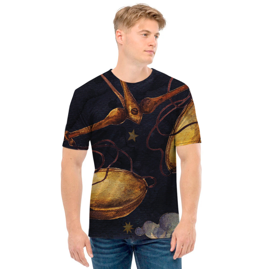 Watercolor Libra Zodiac Sign Print Men's T-Shirt