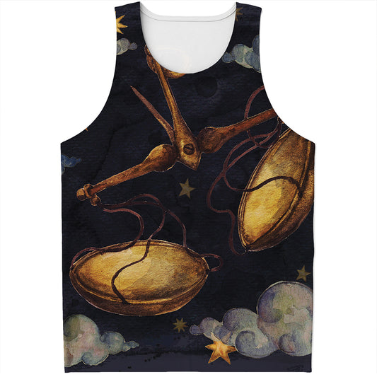 Watercolor Libra Zodiac Sign Print Men's Tank Top