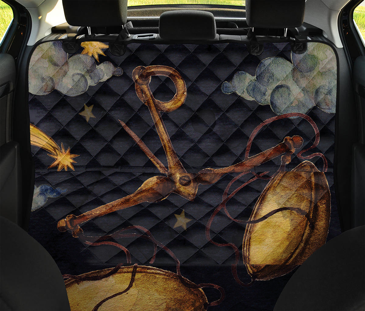 Watercolor Libra Zodiac Sign Print Pet Car Back Seat Cover