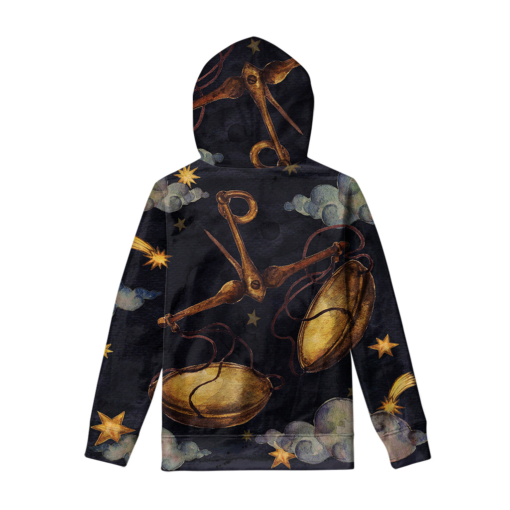 Watercolor Libra Zodiac Sign Print Pullover Hoodie