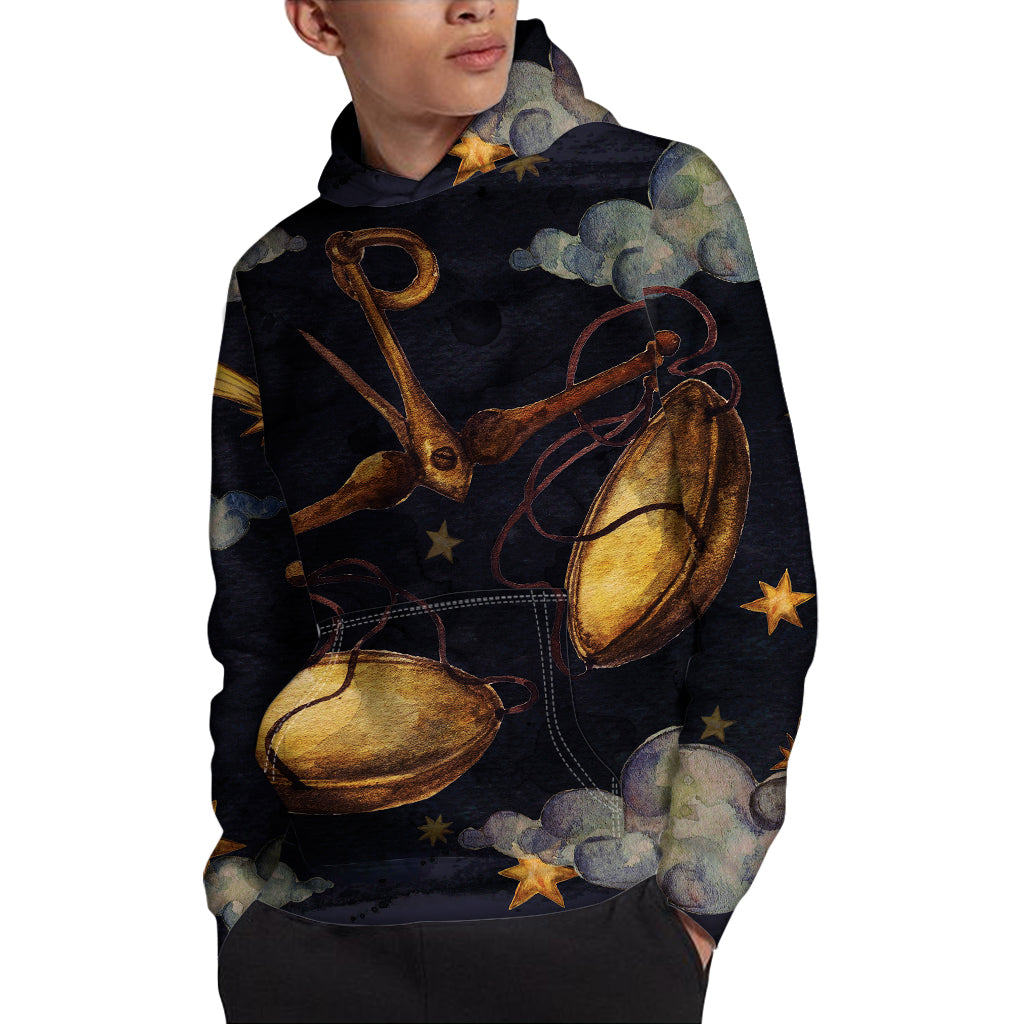 Watercolor Libra Zodiac Sign Print Pullover Hoodie