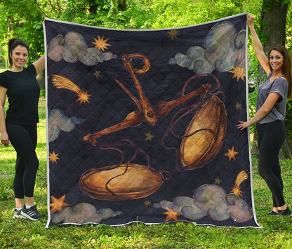 Watercolor Libra Zodiac Sign Print Quilt