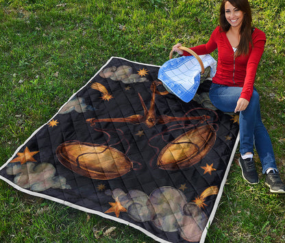 Watercolor Libra Zodiac Sign Print Quilt