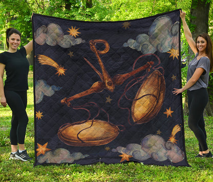 Watercolor Libra Zodiac Sign Print Quilt