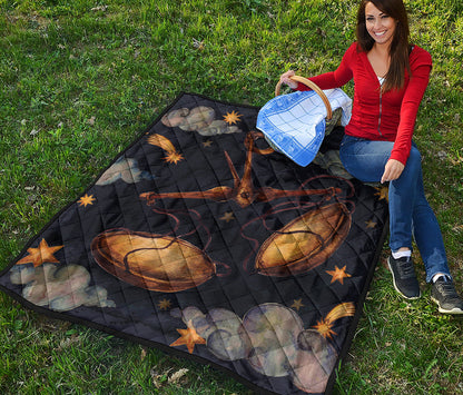 Watercolor Libra Zodiac Sign Print Quilt
