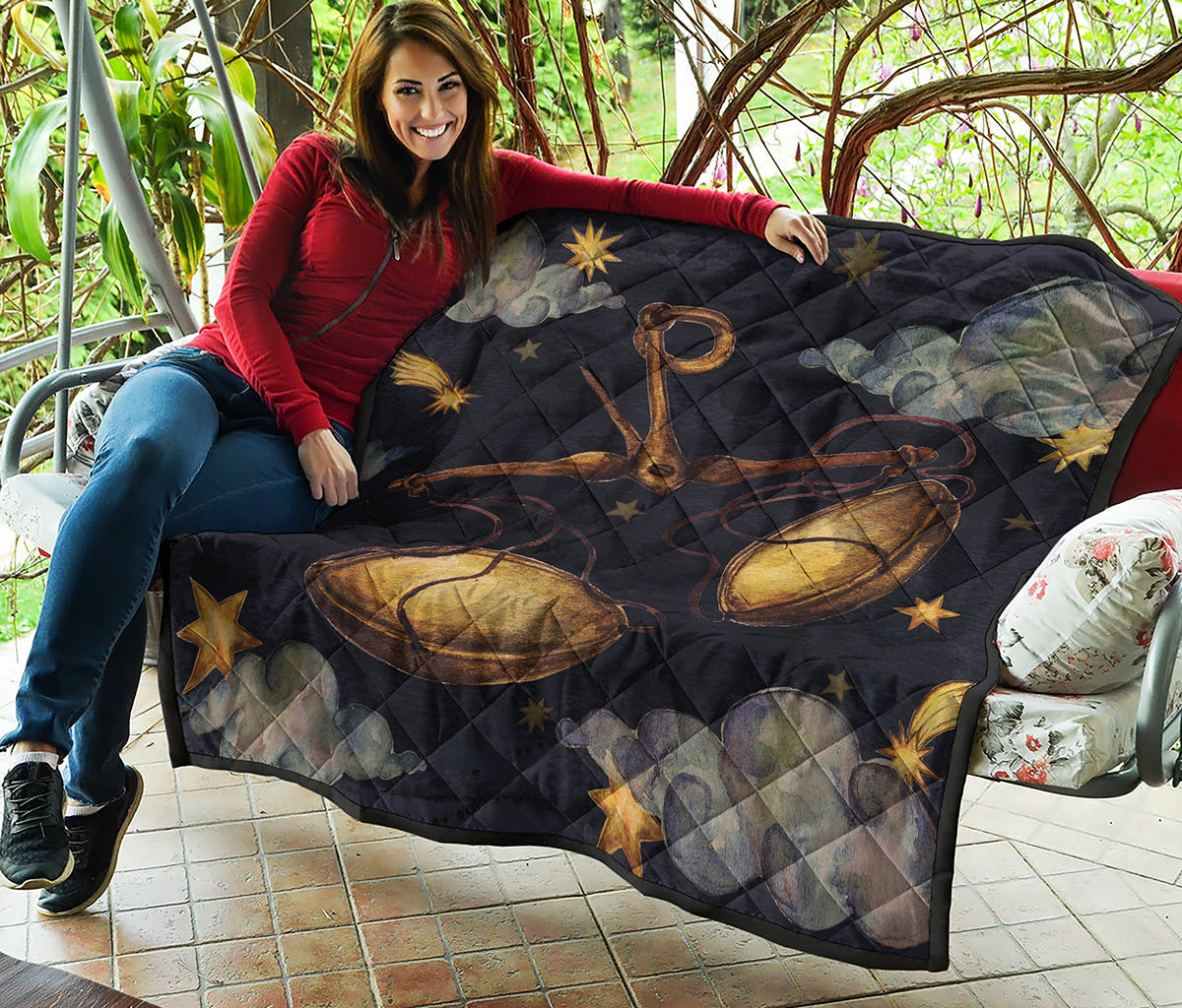 Watercolor Libra Zodiac Sign Print Quilt