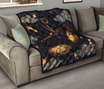 Watercolor Libra Zodiac Sign Print Quilt