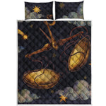 Watercolor Libra Zodiac Sign Print Quilt Bed Set