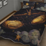 Watercolor Libra Zodiac Sign Print Quilt Bed Set