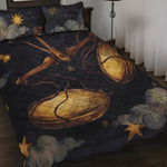Watercolor Libra Zodiac Sign Print Quilt Bed Set