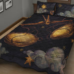 Watercolor Libra Zodiac Sign Print Quilt Bed Set