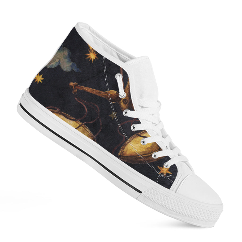 Watercolor Libra Zodiac Sign Print White High Top Shoes