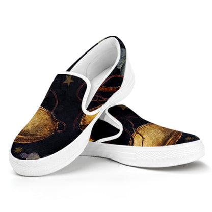 Watercolor Libra Zodiac Sign Print White Slip On Shoes