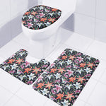 Watercolor Lily Flowers Pattern Print 3 Piece Bath Mat Set