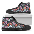 Watercolor Lily Flowers Pattern Print Black High Top Sneakers