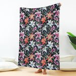 Watercolor Lily Flowers Pattern Print Blanket