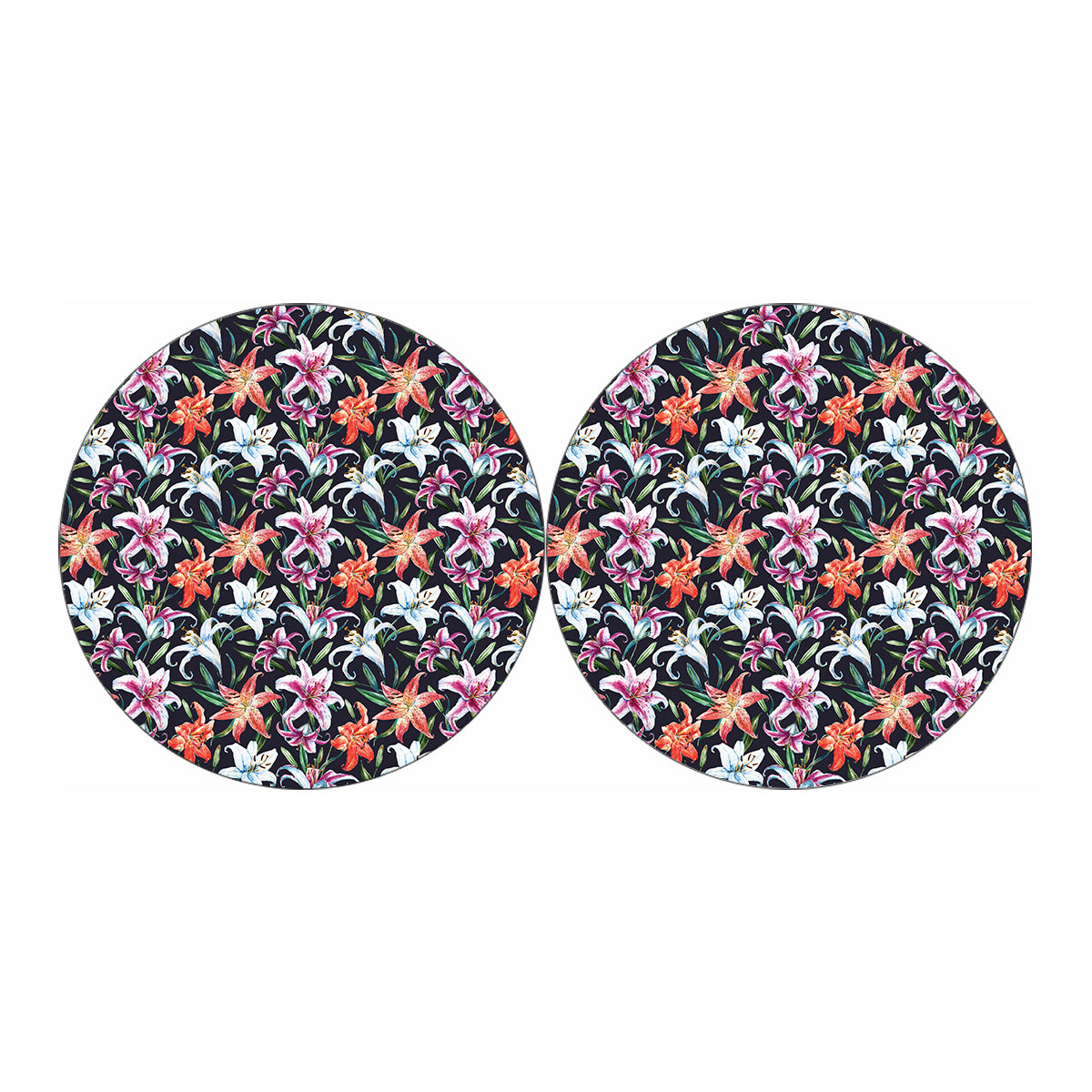 Watercolor Lily Flowers Pattern Print Car Coasters