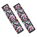 Watercolor Lily Flowers Pattern Print Car Seat Belt Covers
