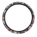 Watercolor Lily Flowers Pattern Print Car Steering Wheel Cover