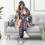 Watercolor Lily Flowers Pattern Print Hooded Blanket