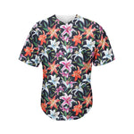 Watercolor Lily Flowers Pattern Print Men's Baseball Jersey