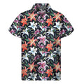 Watercolor Lily Flowers Pattern Print Men's Short Sleeve Shirt