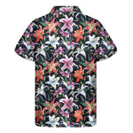 Watercolor Lily Flowers Pattern Print Men's Short Sleeve Shirt