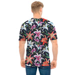 Watercolor Lily Flowers Pattern Print Men's T-Shirt