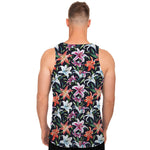 Watercolor Lily Flowers Pattern Print Men's Tank Top